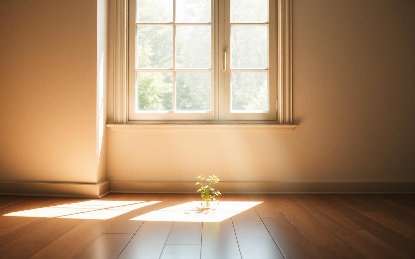 Sunlight streaming through a window onto a vitamin D bottle